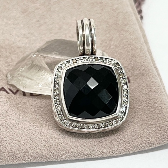 David Yurman Jewelry - David Yurman 14mm Black Onyx Pave Diamond Albion Enhancer Pendant .925